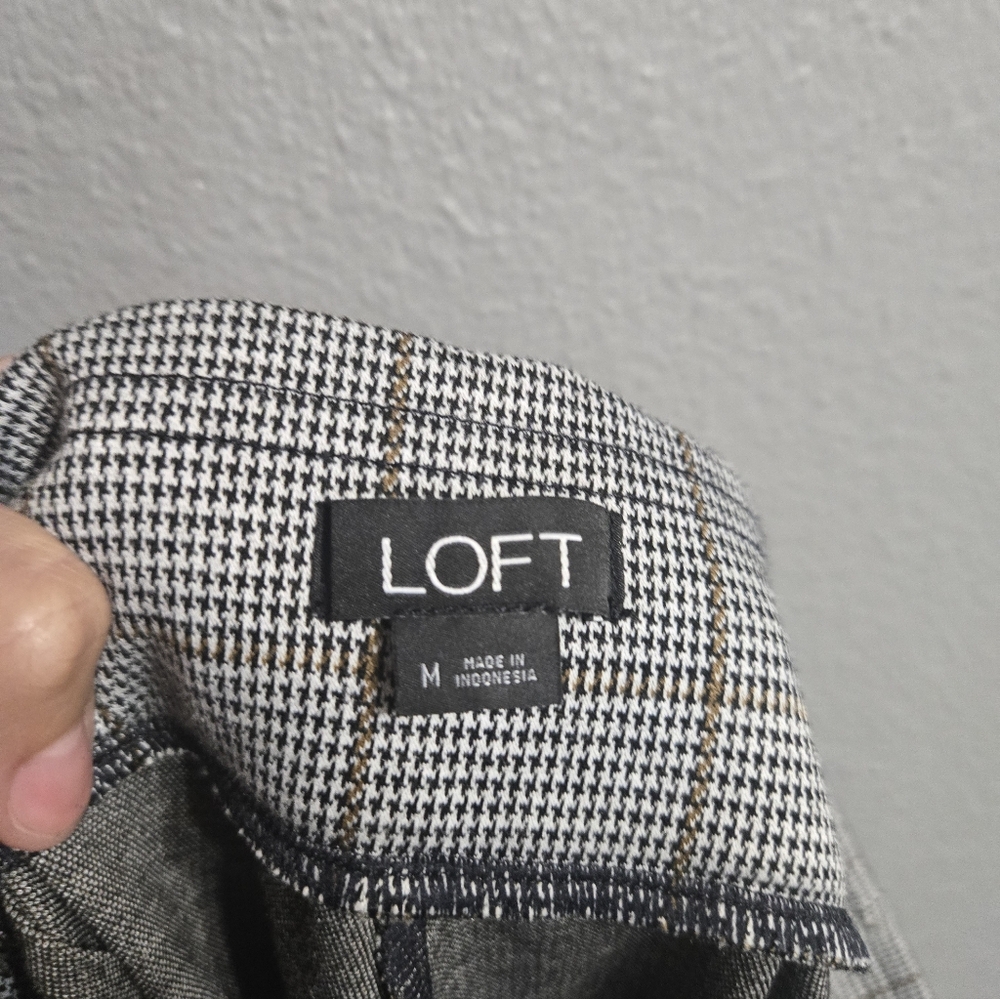 Loft Pull On Plaid Houndstooth Ankle Skinny Pants Size Medium - Picture 4 of 15